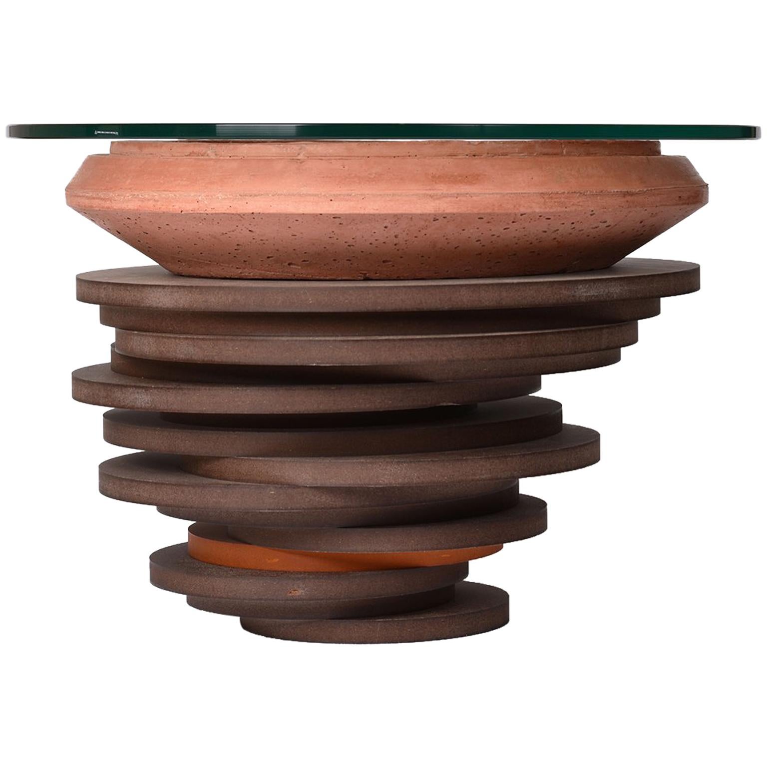 Contemporary Handcrafted Round 'Asanka Coffee Table', Side Table, Custom For Sale