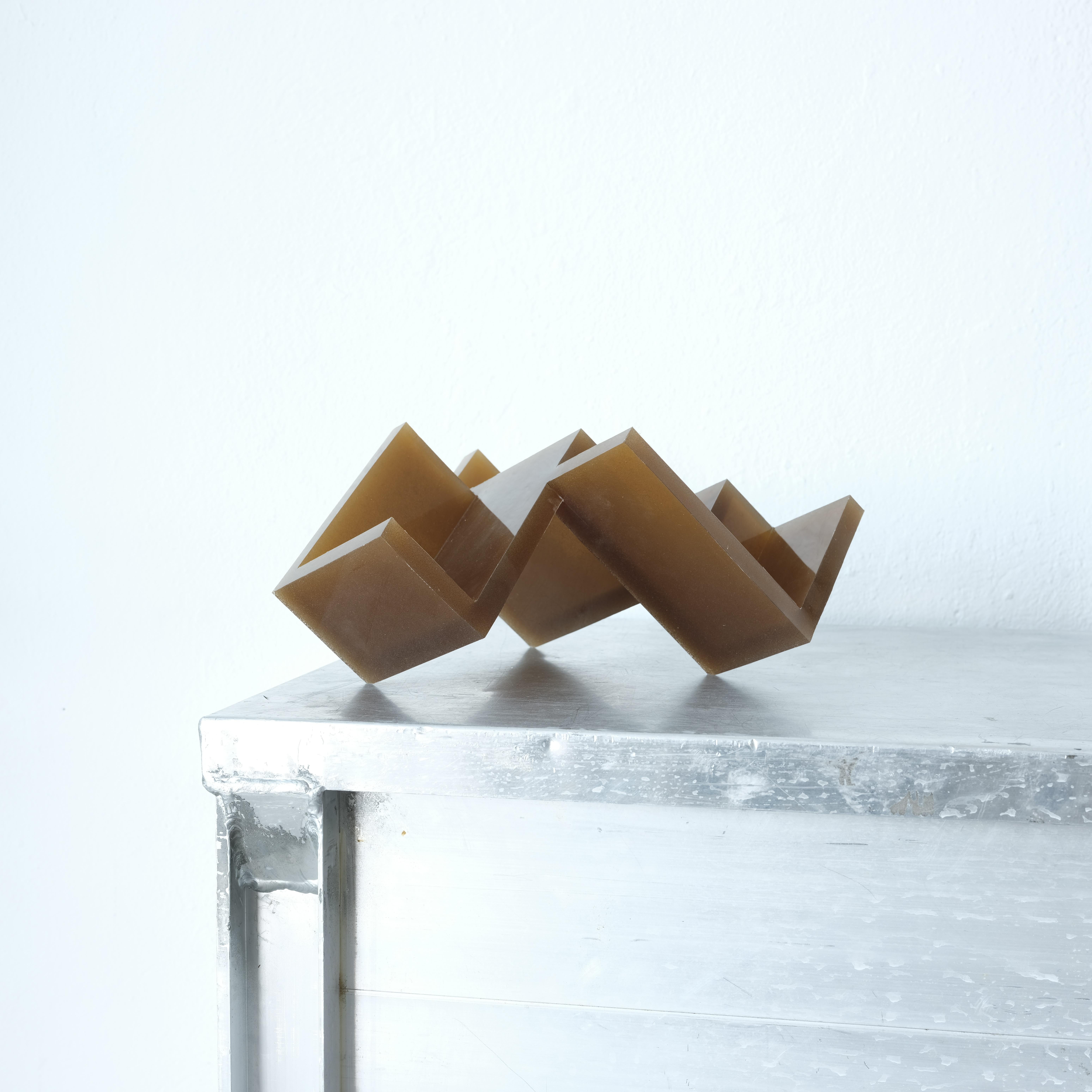 Contemporary handcrafted rubber resin geometrical sculpture Formworks #4 by Spanish designer Manolo Menéndez. Can be used as a fruitholder or simply as a nice minimal sculpture. Subtle references to the works of the Basque sculptors Oteiza and