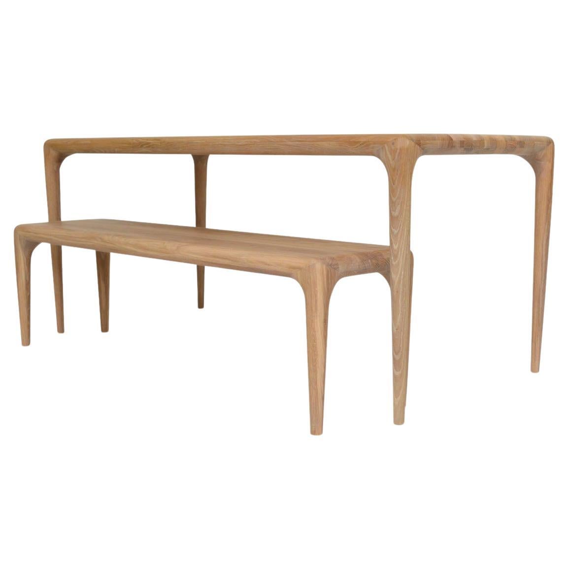 Scandinavian Modern Contemporary Handcrafted Scandinavian Design Dining Table + Bench in Solid Oak.