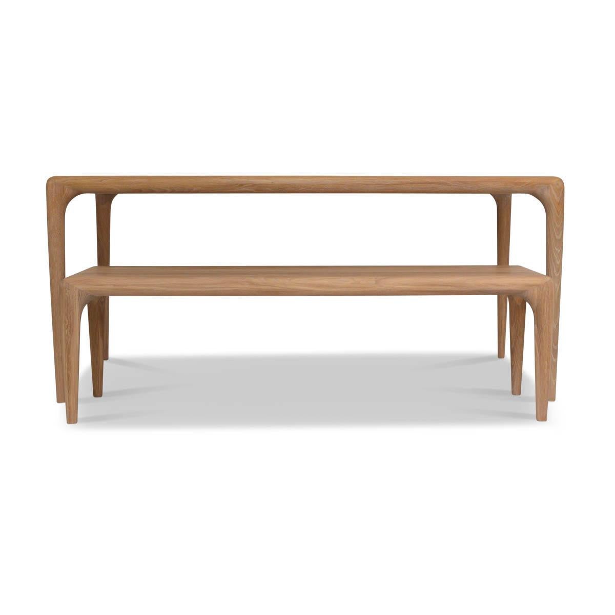 Contemporary Handcrafted Scandinavian Design Dining Table + Bench in Solid Oak. In New Condition In Pijnacker, Zuid-Holland