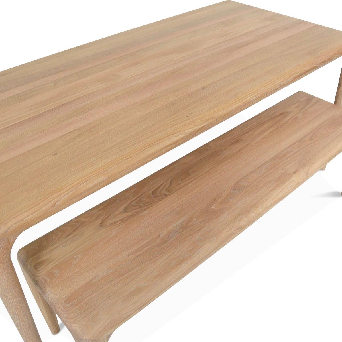 Contemporary Handcrafted Scandinavian Design Dining Table + Bench in Solid Oak. 1