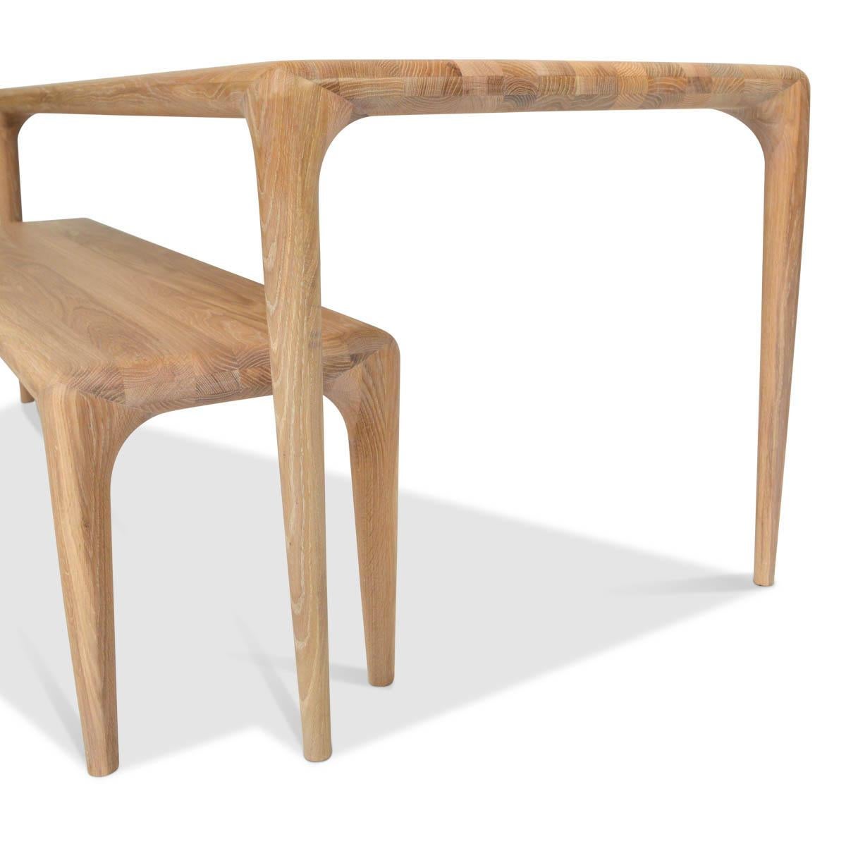 Contemporary Handcrafted Scandinavian Design Dining Table + Bench in Solid Oak. 2