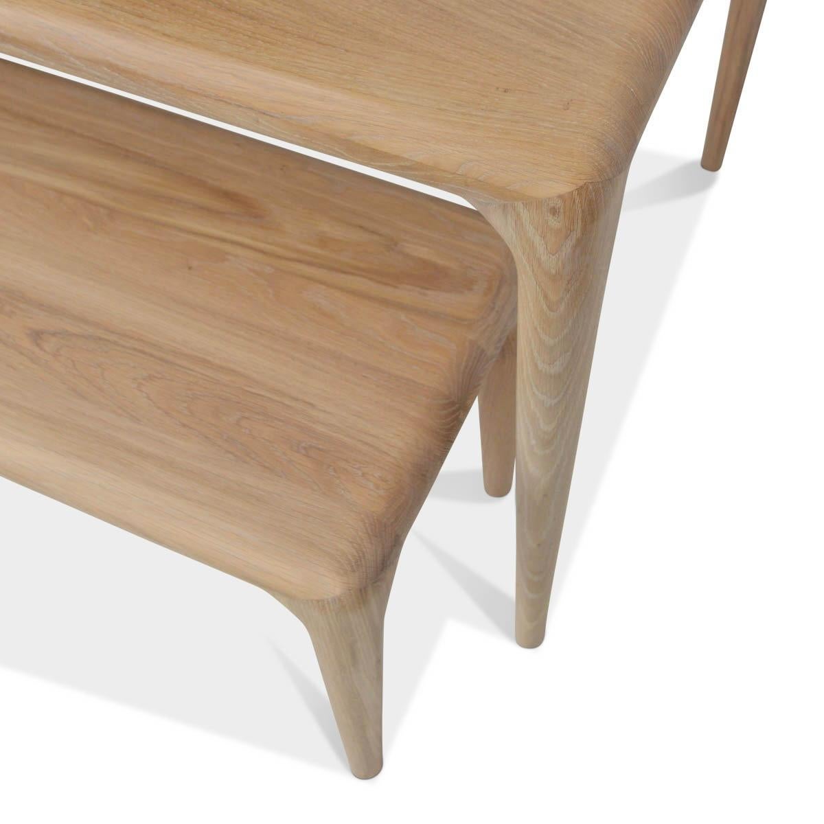 Contemporary Handcrafted Scandinavian Design Dining Table + Bench in Solid Oak. 4