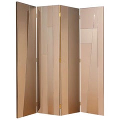 Contemporary Handcrafted Screen-Room Divider in Geometric Mirrored Surfaces