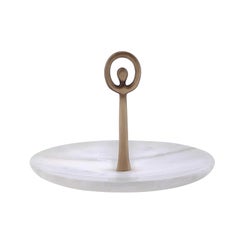 Contemporary Handcrafted Plate "Anassa" in Marble with Brass Handle, by Anaktae