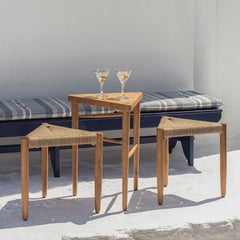 Contemporary Handcrafted Solid Wood and Rope Tripod Stool "Yiaros" by Anaktae