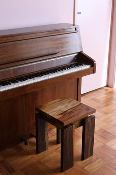 Taburete contemporáneo hecho a mano en madera dura brasileña por Leo Strauss