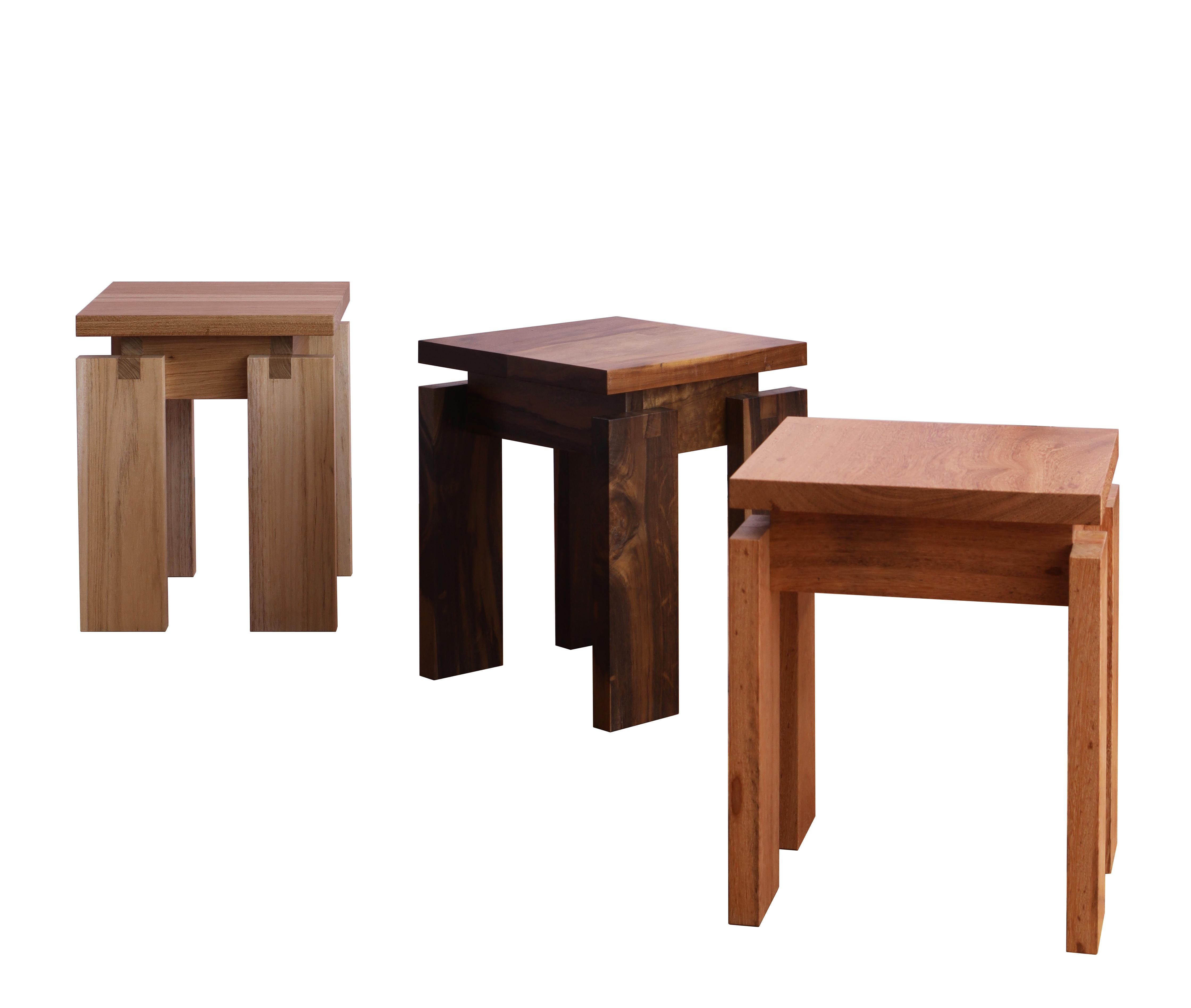 Contemporary Handcrafted Stool in Brazilian Hardwood by Leo Strauss For Sale