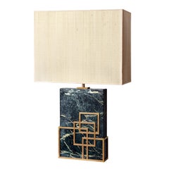 Contemporary Handcrafted Table Lamp "Tallos" in Marble and Brass by Anaktae
