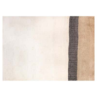 Vintage Danish Modern High Pile Brown and Blue Wool Rug with White Cat ...