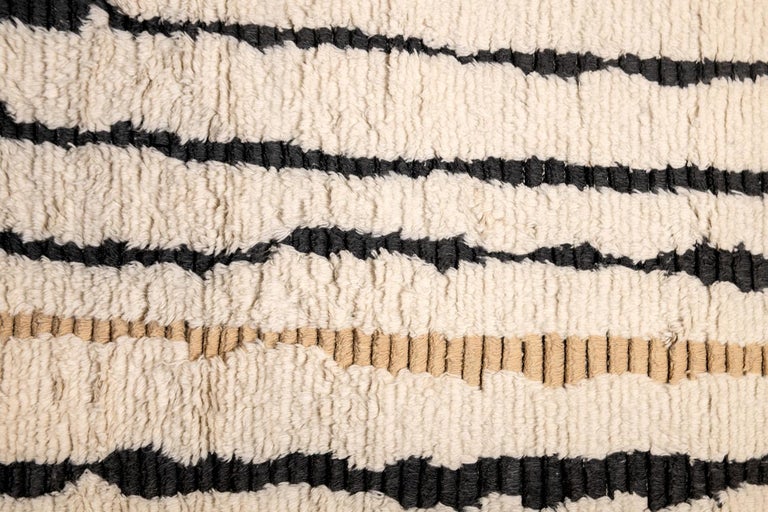 Modern Handknotted 100% Wool Rug High Pile White Grey Beige Flakes For ...