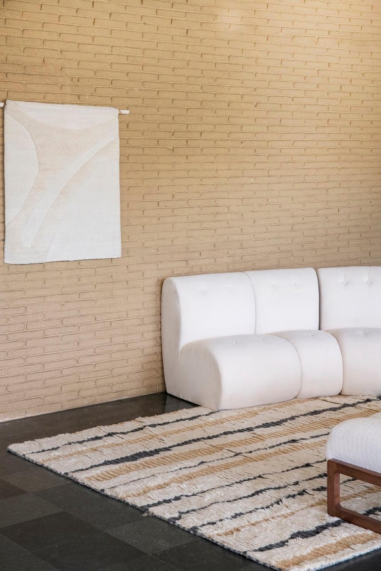 Modern Handknotted 100% Wool Rug High Pile White Grey Beige Flakes For ...