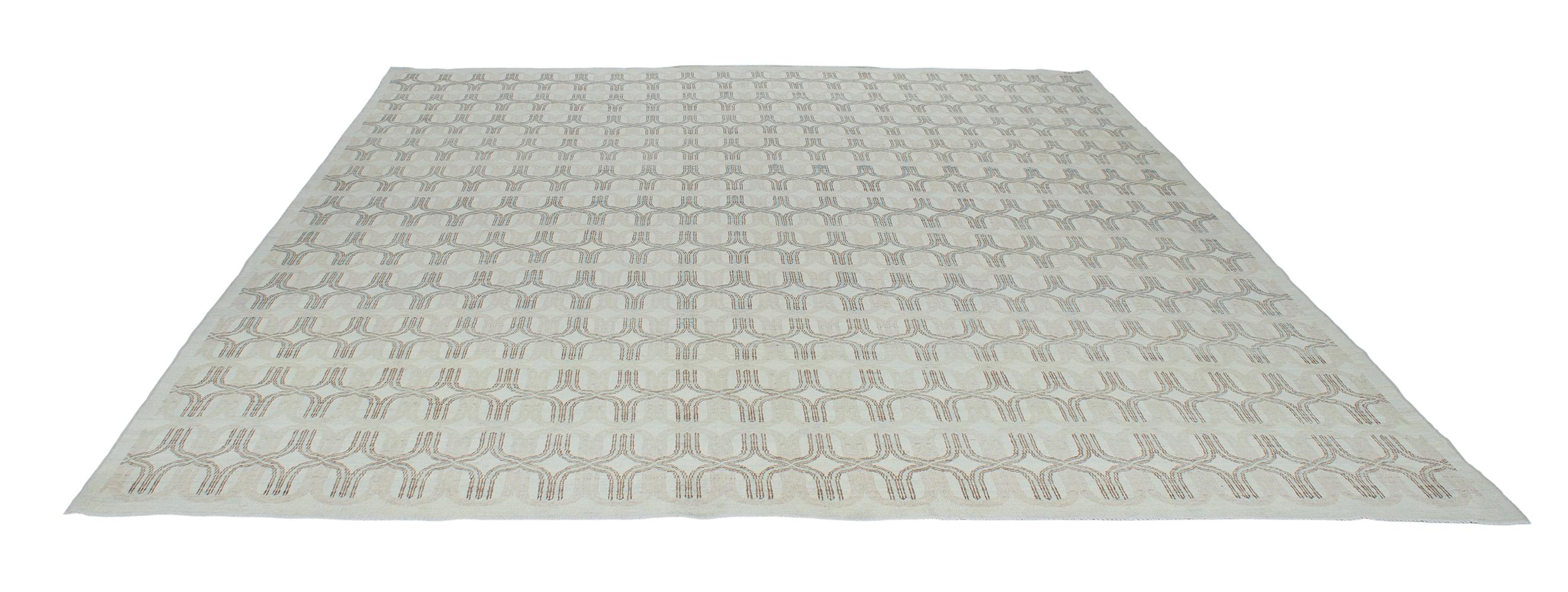 Scandinavian Modern Contemporary Handknotted Rug with a Modern, Geometric Pattern For Sale