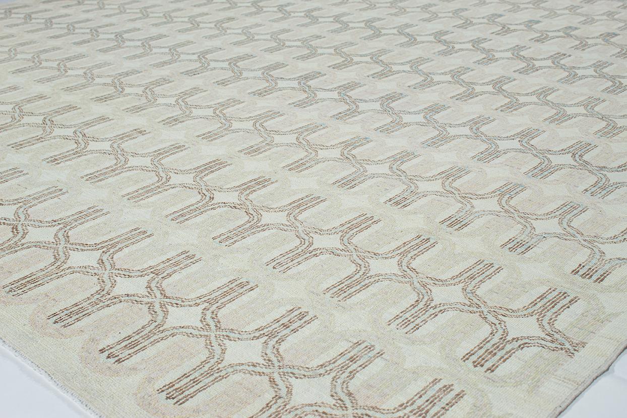 Hand-Knotted Contemporary Handknotted Rug with a Modern, Geometric Pattern For Sale