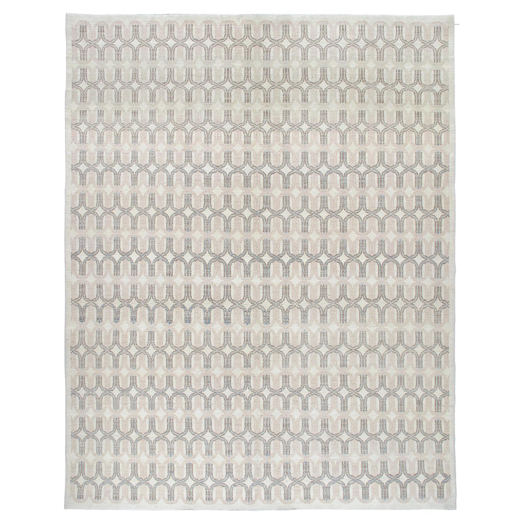 Contemporary Handknotted Rug with a Modern, Geometric Pattern For Sale