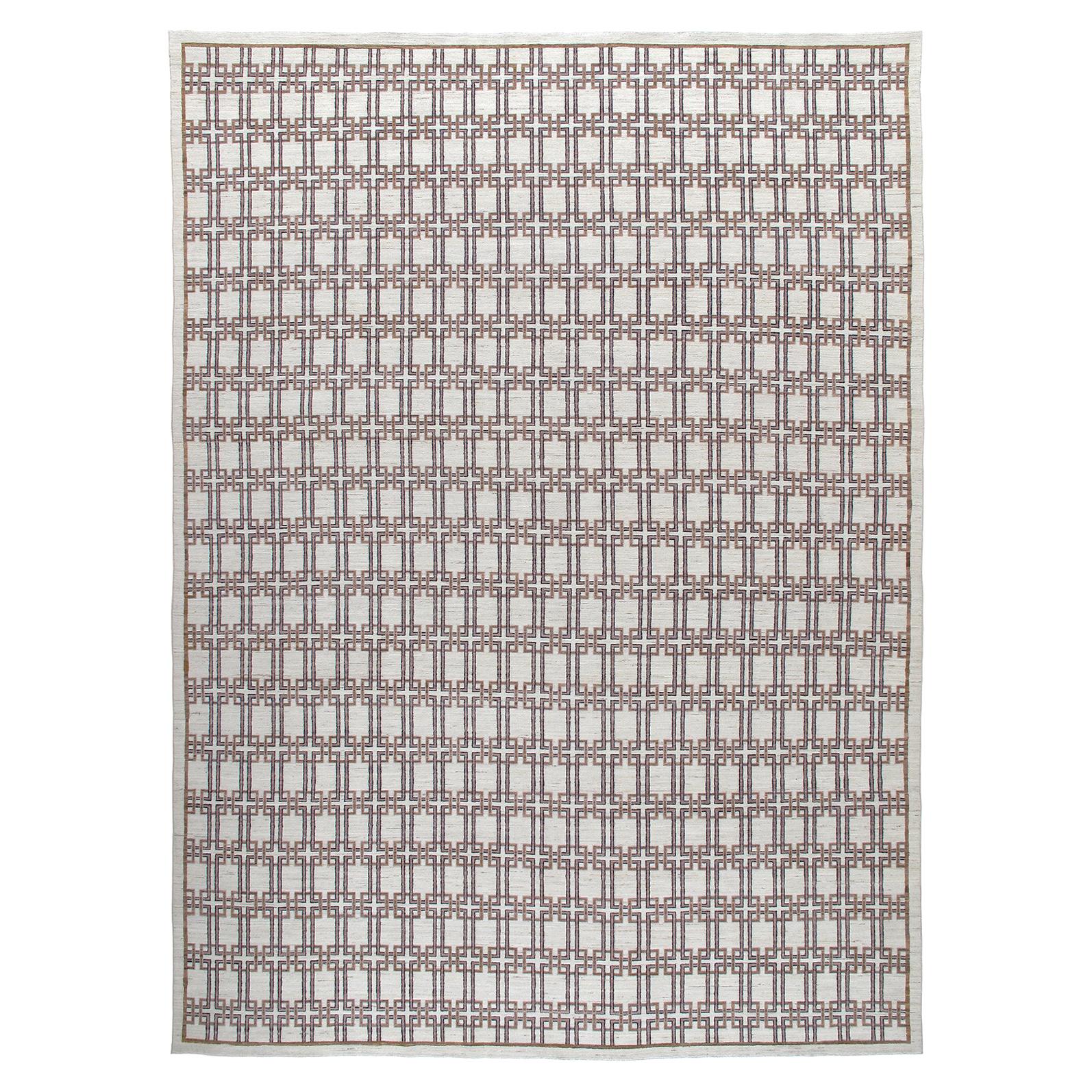 Contemporary Handknotted Rug with a Modern, Geometric Pattern For Sale