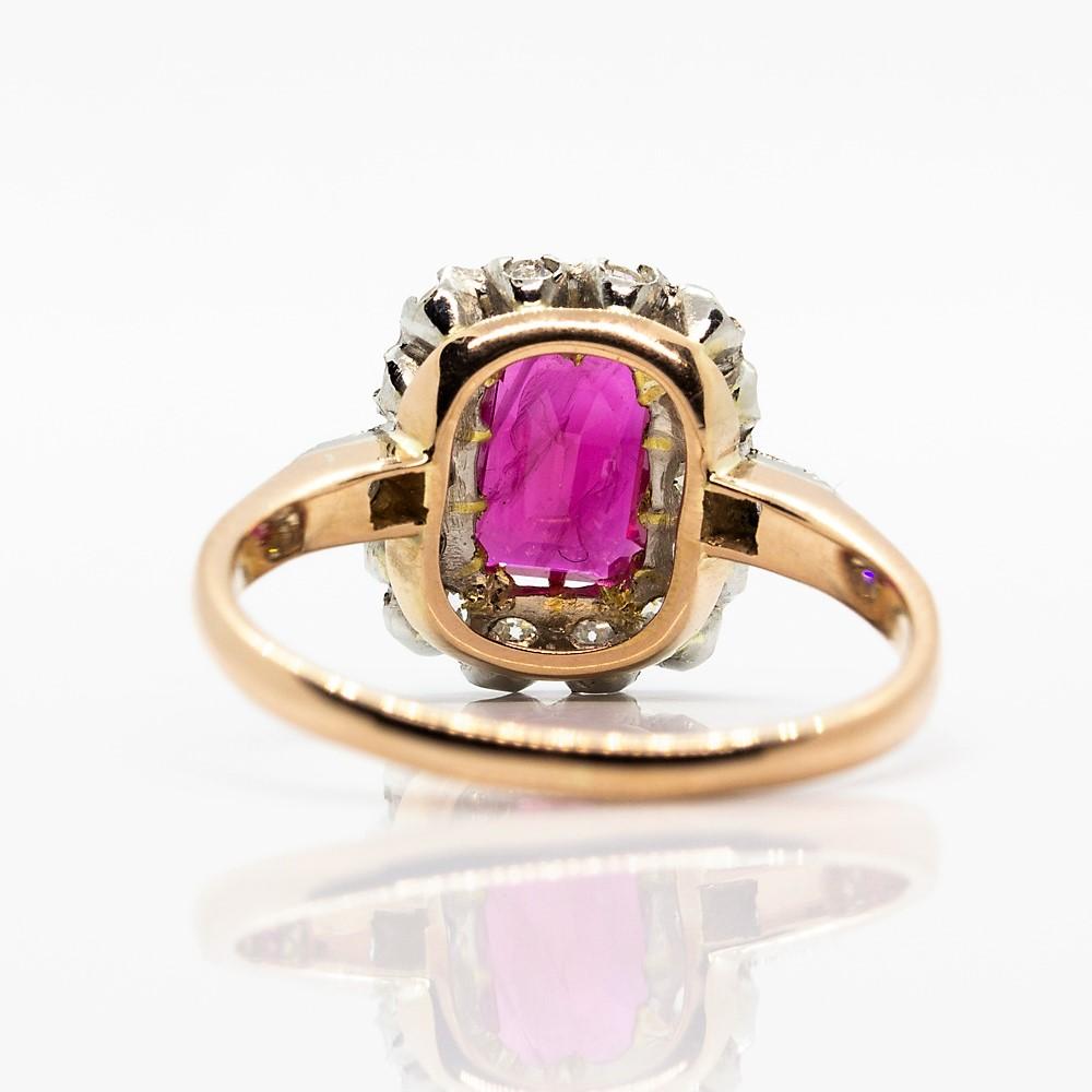 Art Deco Contemporary Handmade 18 Karat and Platinum Ruby and Diamond Ring For Sale