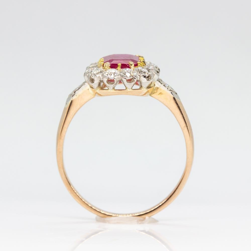Contemporary Handmade 18 Karat and Platinum Ruby and Diamond Ring In New Condition For Sale In Miami, FL