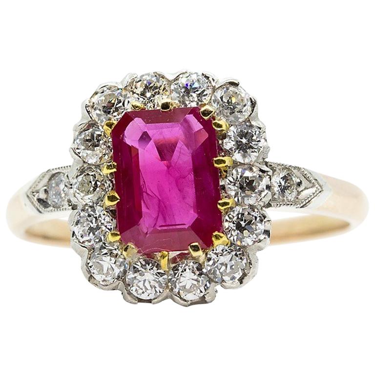 Contemporary Handmade 18 Karat and Platinum Ruby and Diamond Ring For Sale