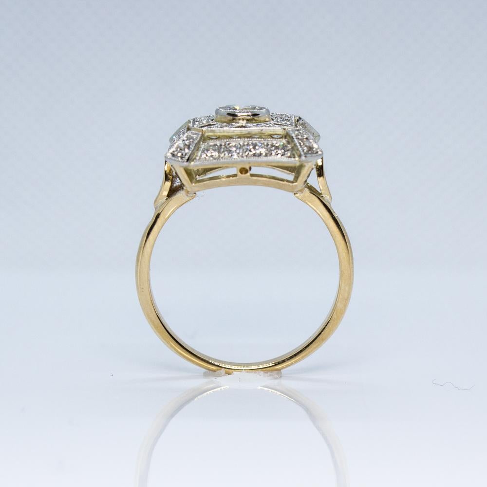 Contemporary Handmade 18 Karat Gold and Platinum Diamond Ring In Excellent Condition In Miami, FL