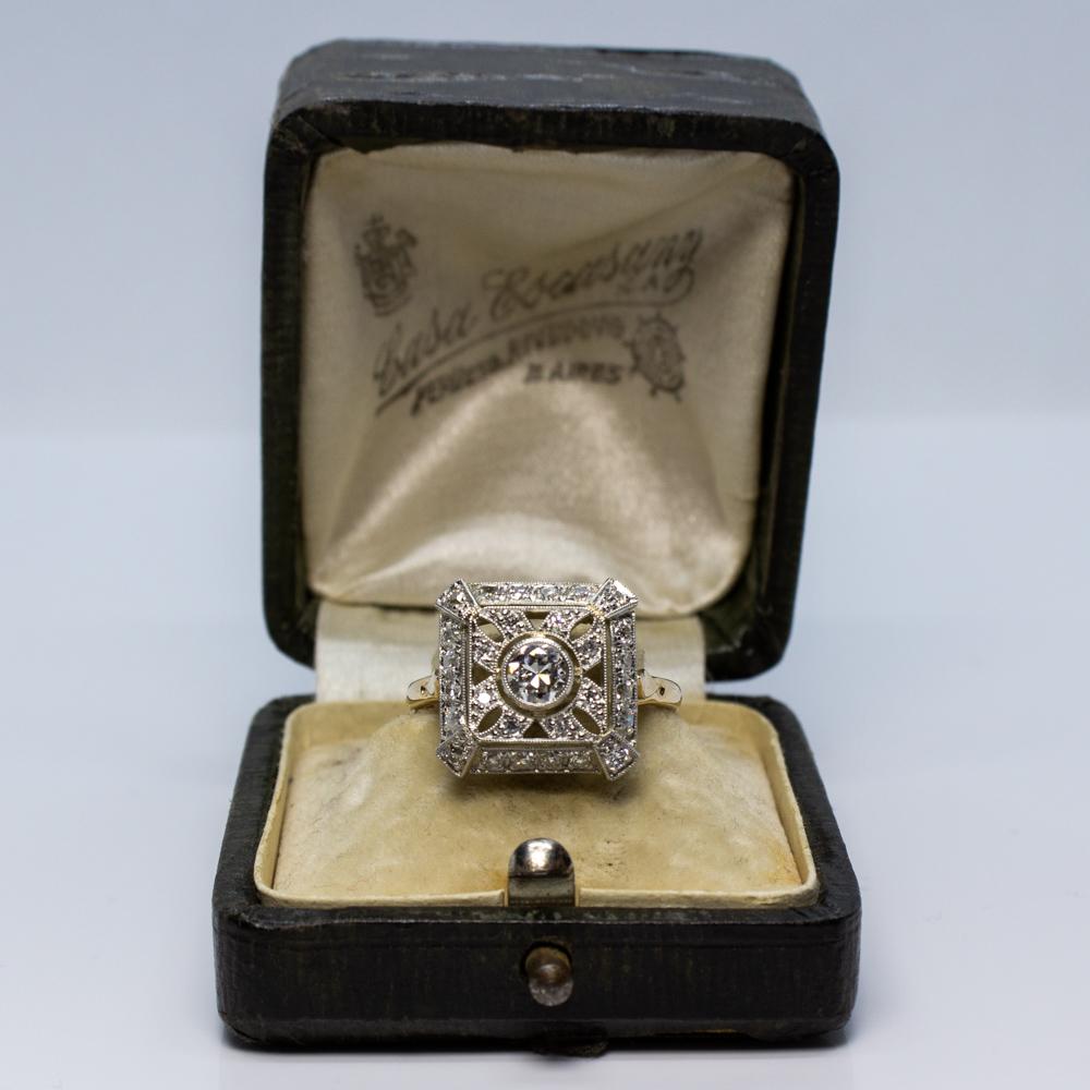 Women's or Men's Contemporary Handmade 18 Karat Gold and Platinum Diamond Ring