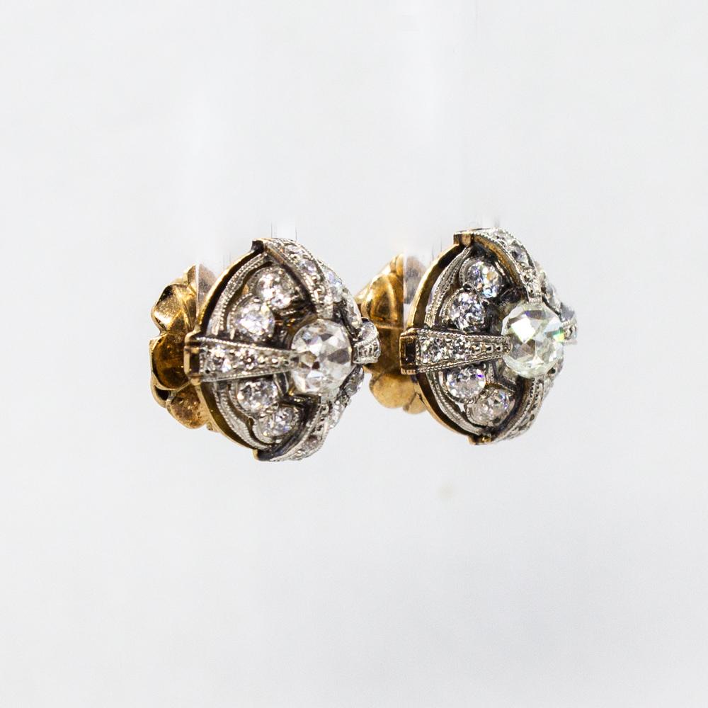 Women's or Men's Contemporary Handmade 18 Karat Gold Diamond Earrings