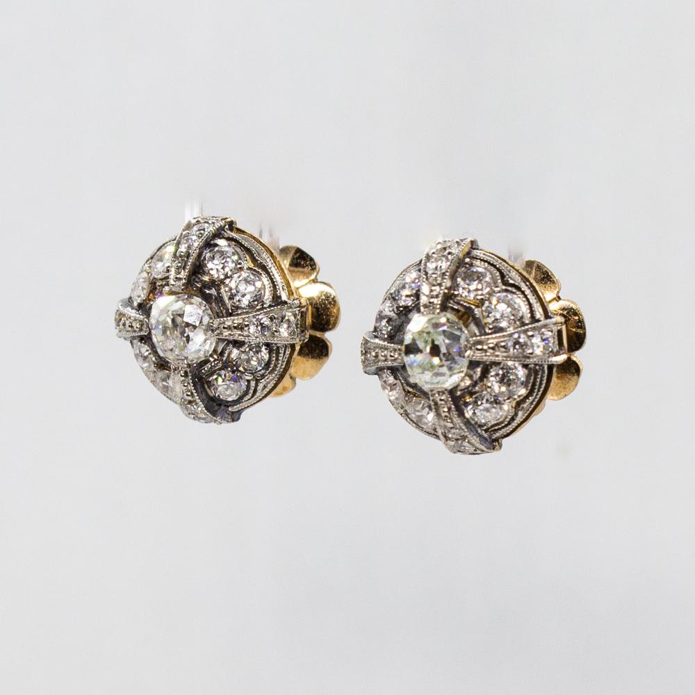 Contemporary Handmade 18 Karat Gold Diamond Earrings 1