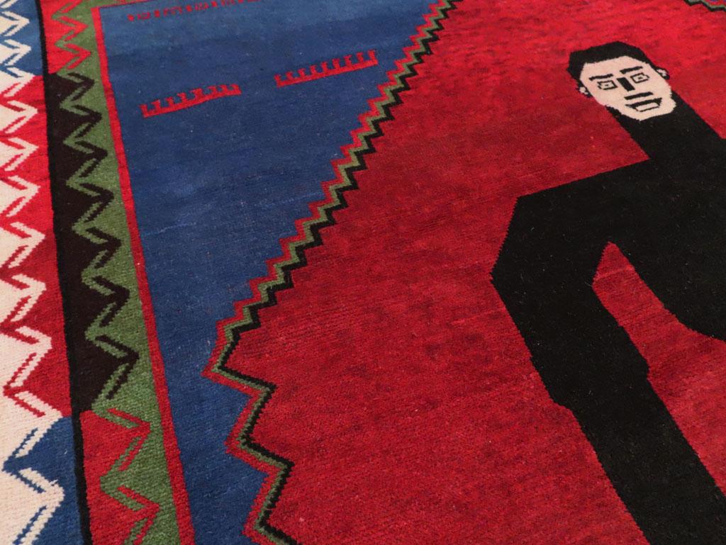 Zeitgenössischer handgefertigter afghanischer Bildakzent-Teppich von Frankenstein (Handgeknüpft) im Angebot