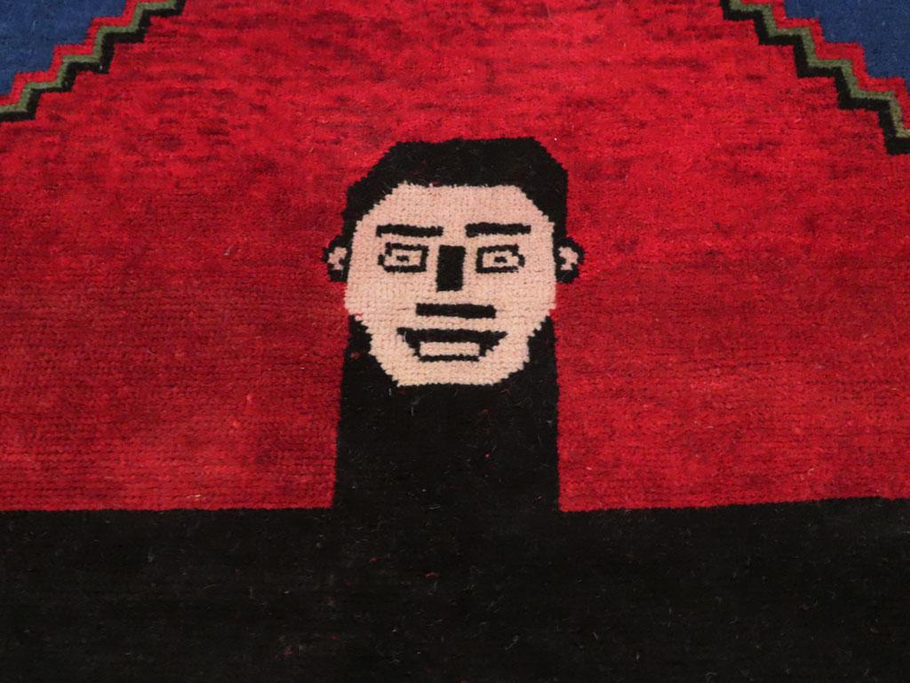 Zeitgenössischer handgefertigter afghanischer Bildakzent-Teppich von Frankenstein (Wolle) im Angebot