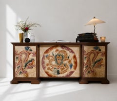 Contemporary Handmade Antique Chinese Carpet & Wood Desk by Keren Atzlan