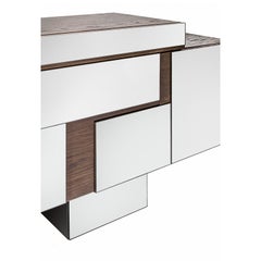 Contemporary Handmade Asymmetrical Buffet "Narcisse", Mirrored Doors by Anaktae
