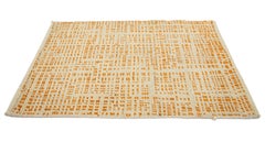 Contemporary Handmade Beige & Orange Allover Custom Wool Rug