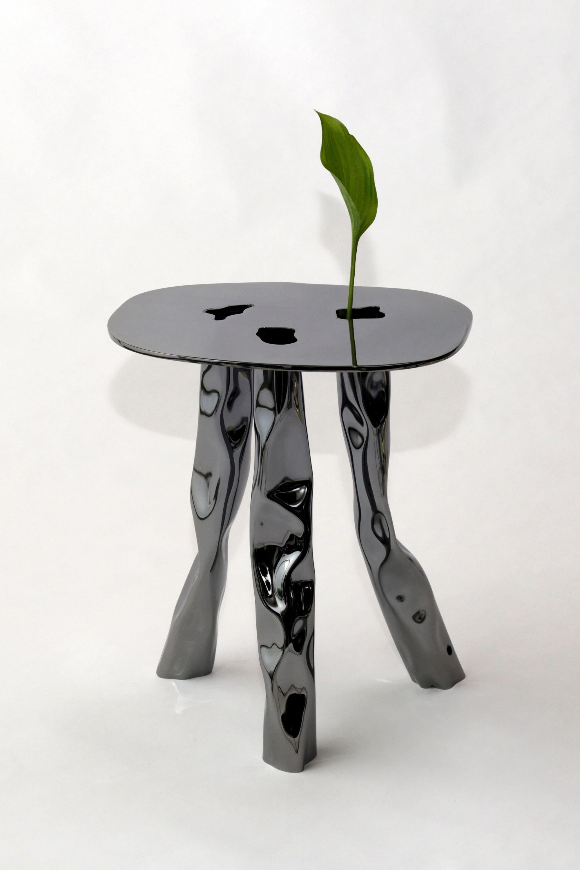Contemporary Handmade Black Nickel-Plated Brass Side Table by Soft Baroque In New Condition In Copenhagen, DK