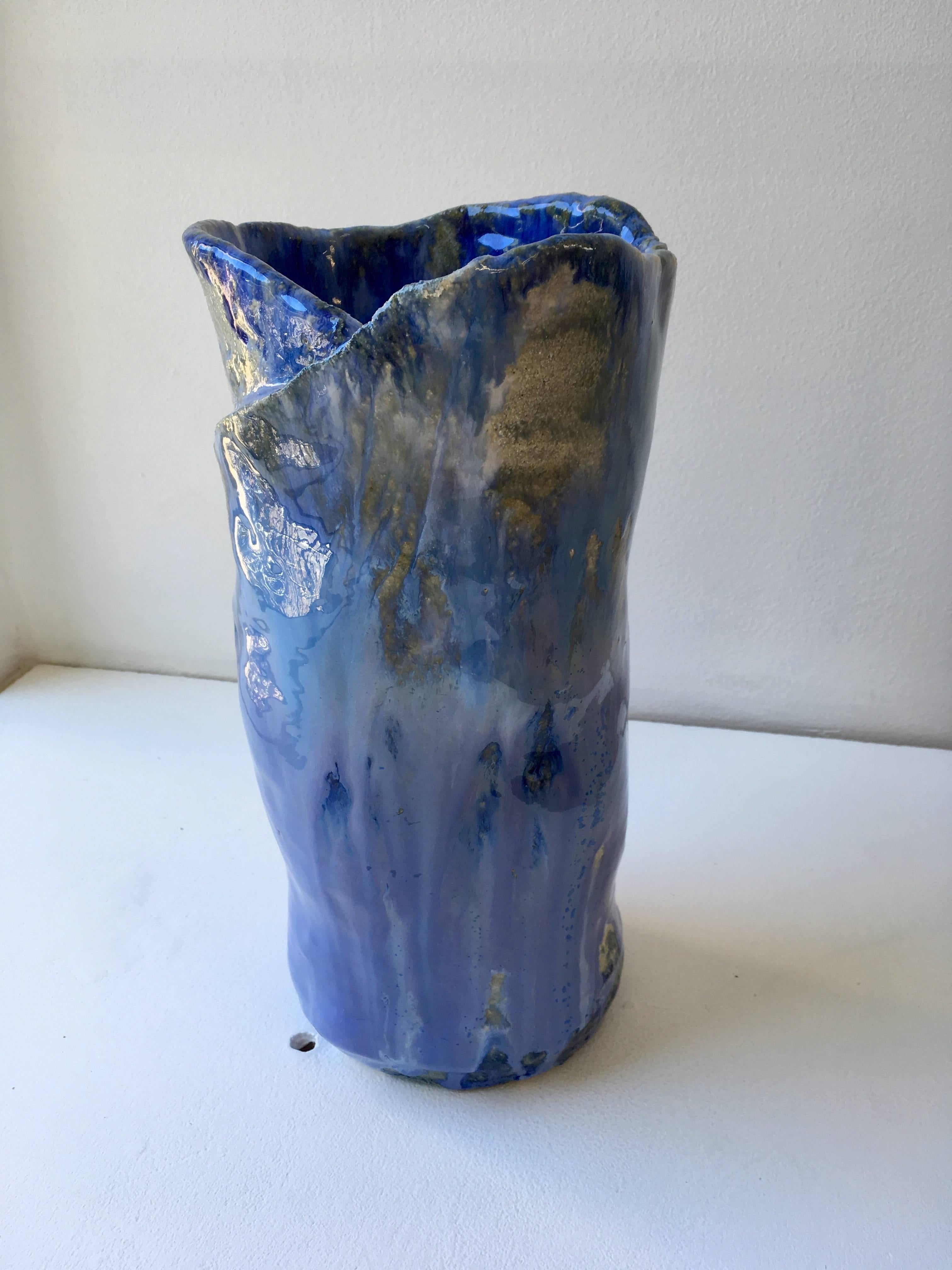 blue ceramic vases