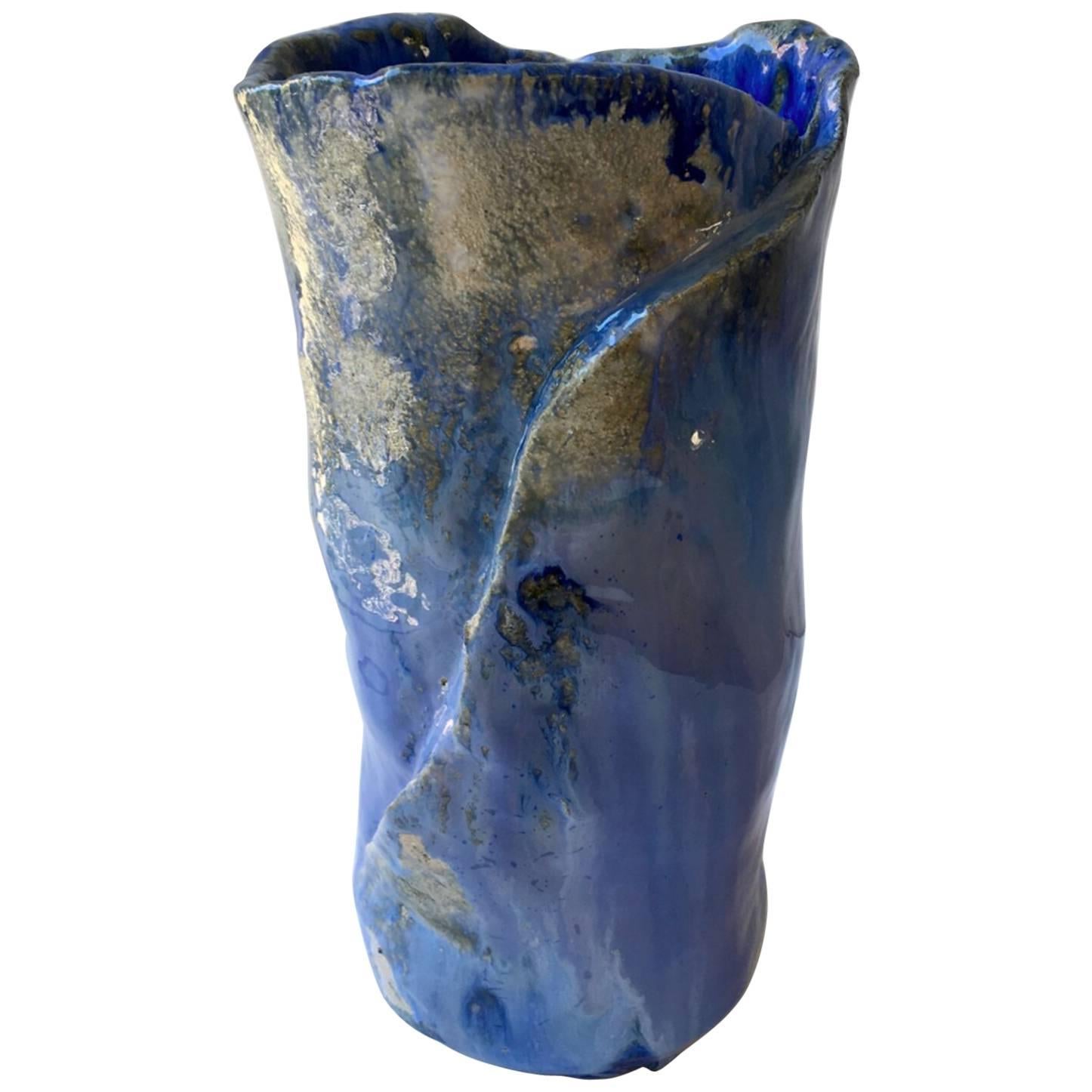 Contemporary Handmade Blue Ceramic Vase by Superpoly
