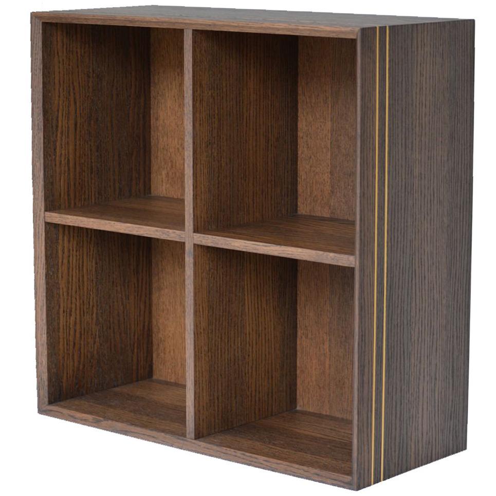 Il Padrino, Scandinavian Bookcase in Stained Oak with Brass Décor For Sale