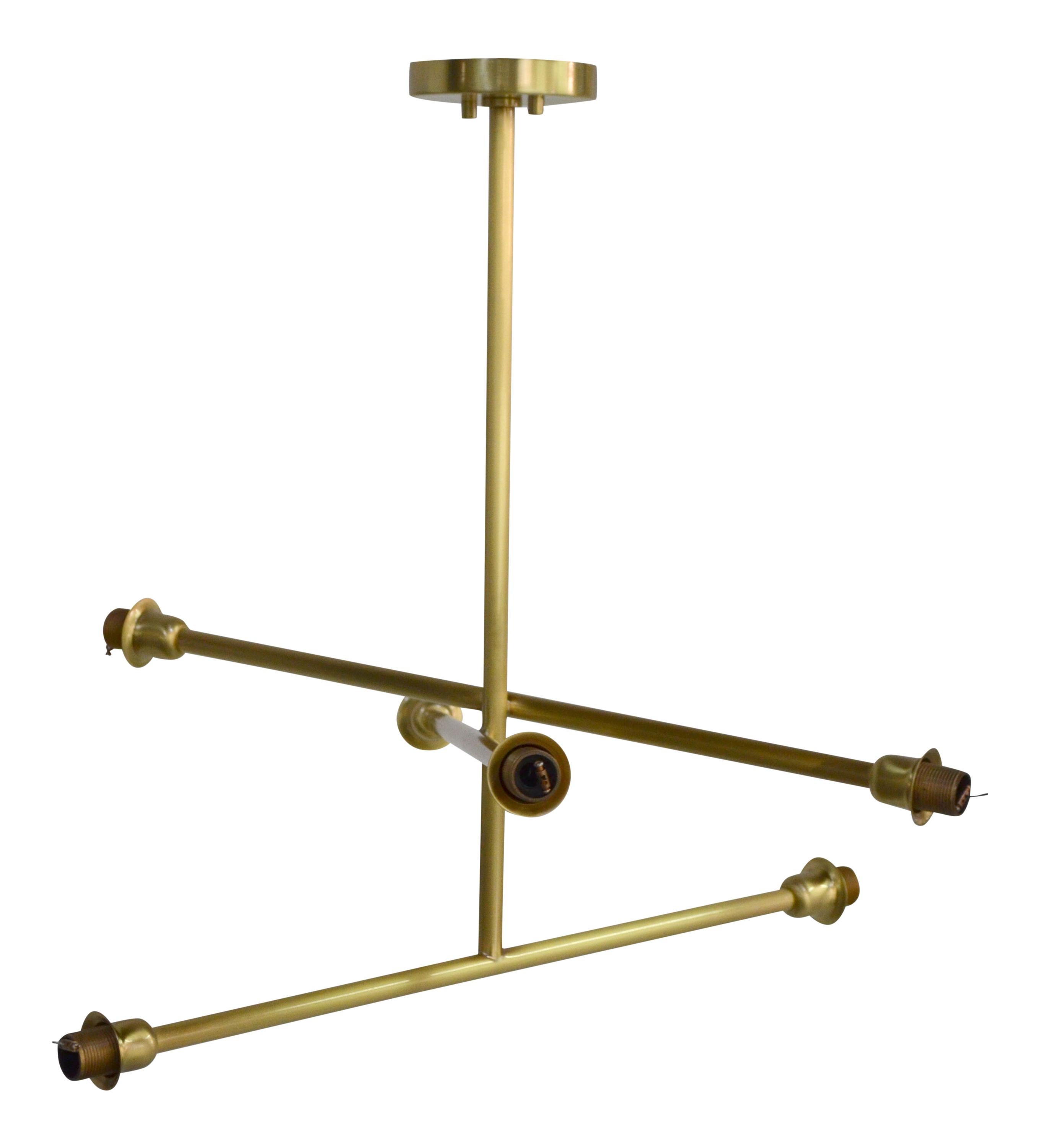 Contemporary Handmade Brass chandelier with unglazed Porcelain lampshades In Excellent Condition For Sale In London, GB