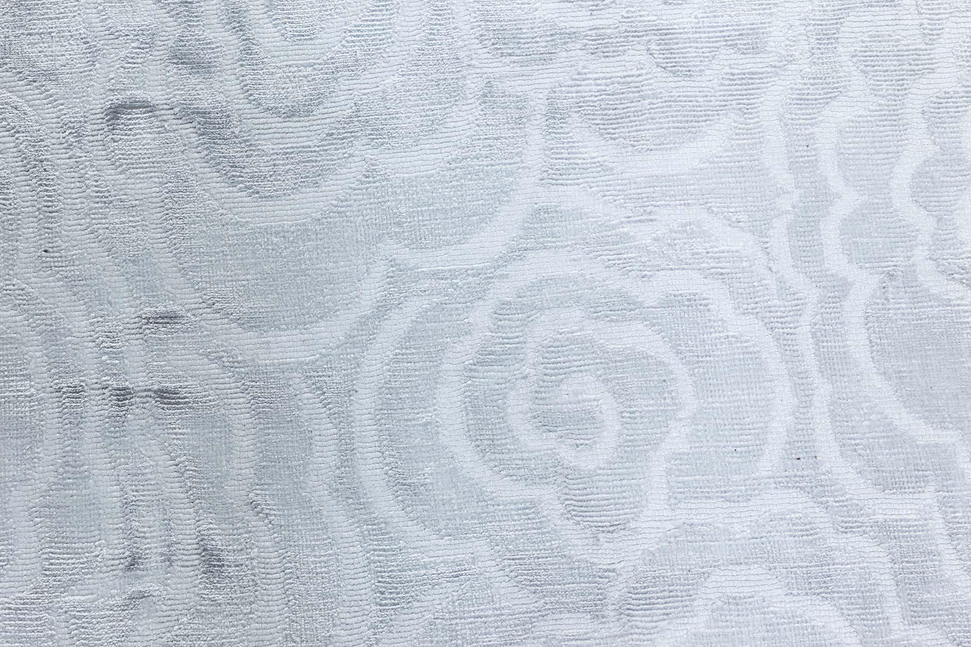 Modern Contemporary Handmade Camellia Rug in White Silk by Doris Leslie Blau For Sale
