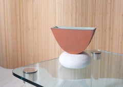 Contemporary Handmade Ceramic Ash Vase XL, Red and White
