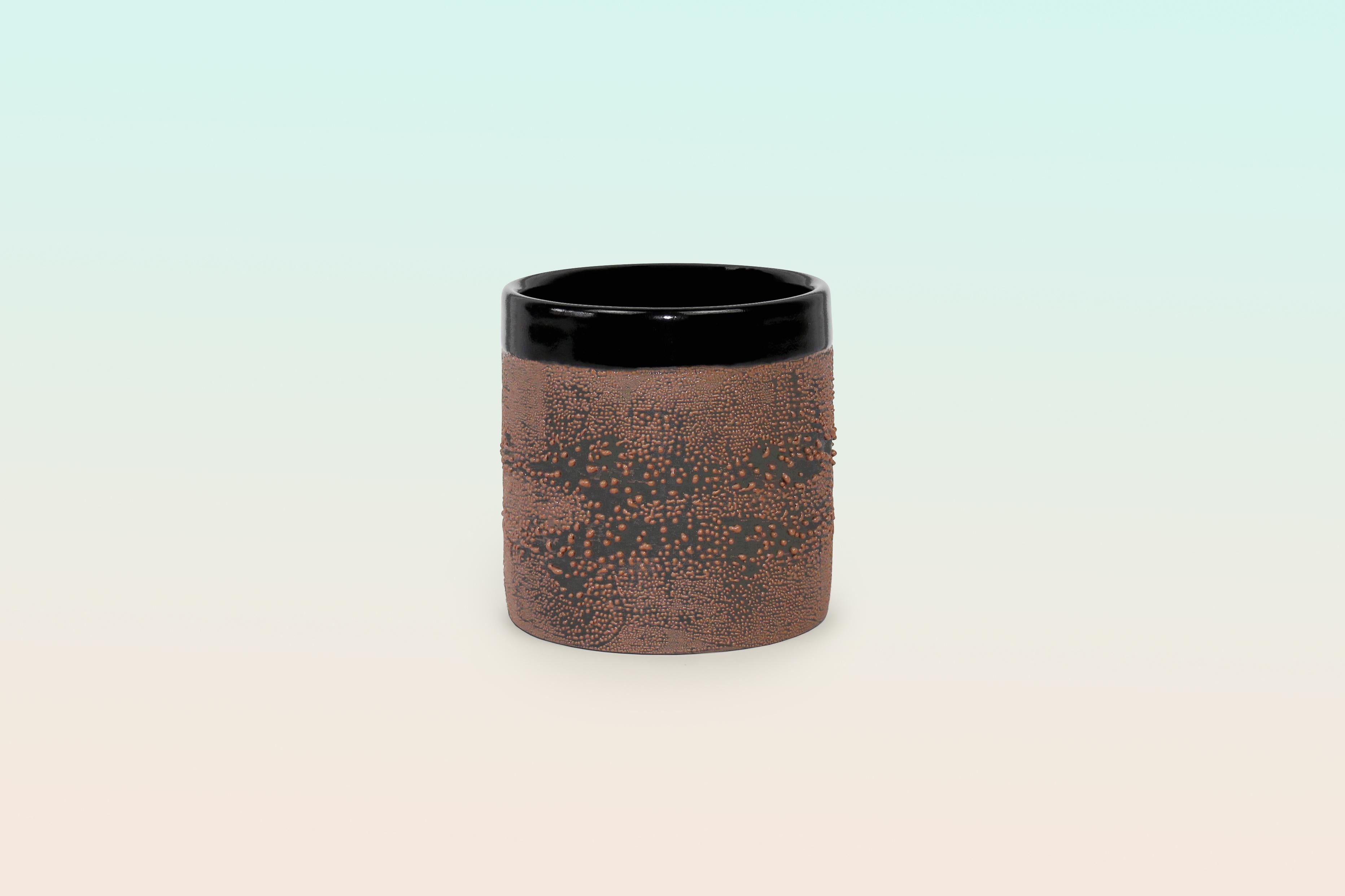 Modern Contemporary Handmade Ceramic Black Dew Glaze Cup For Sale