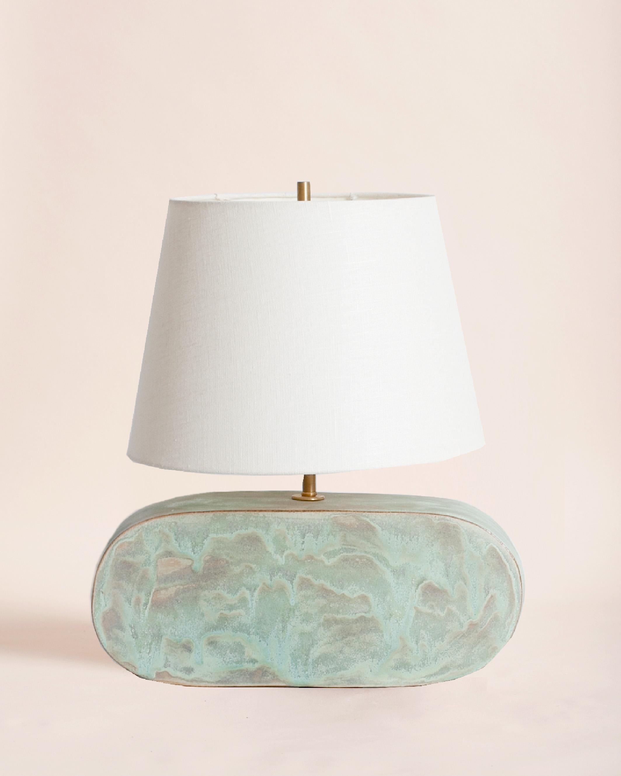 American Contemporary Handmade Ceramic Graham Lamp, Green Glaze For Sale