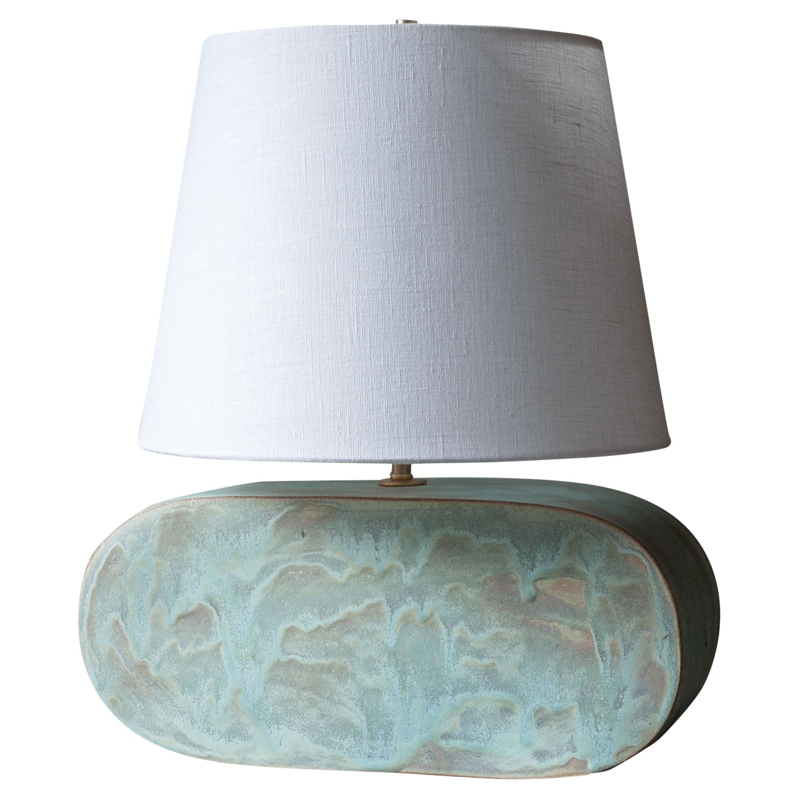 Lampada Graham contemporanea in ceramica fatta a mano, smalto verde