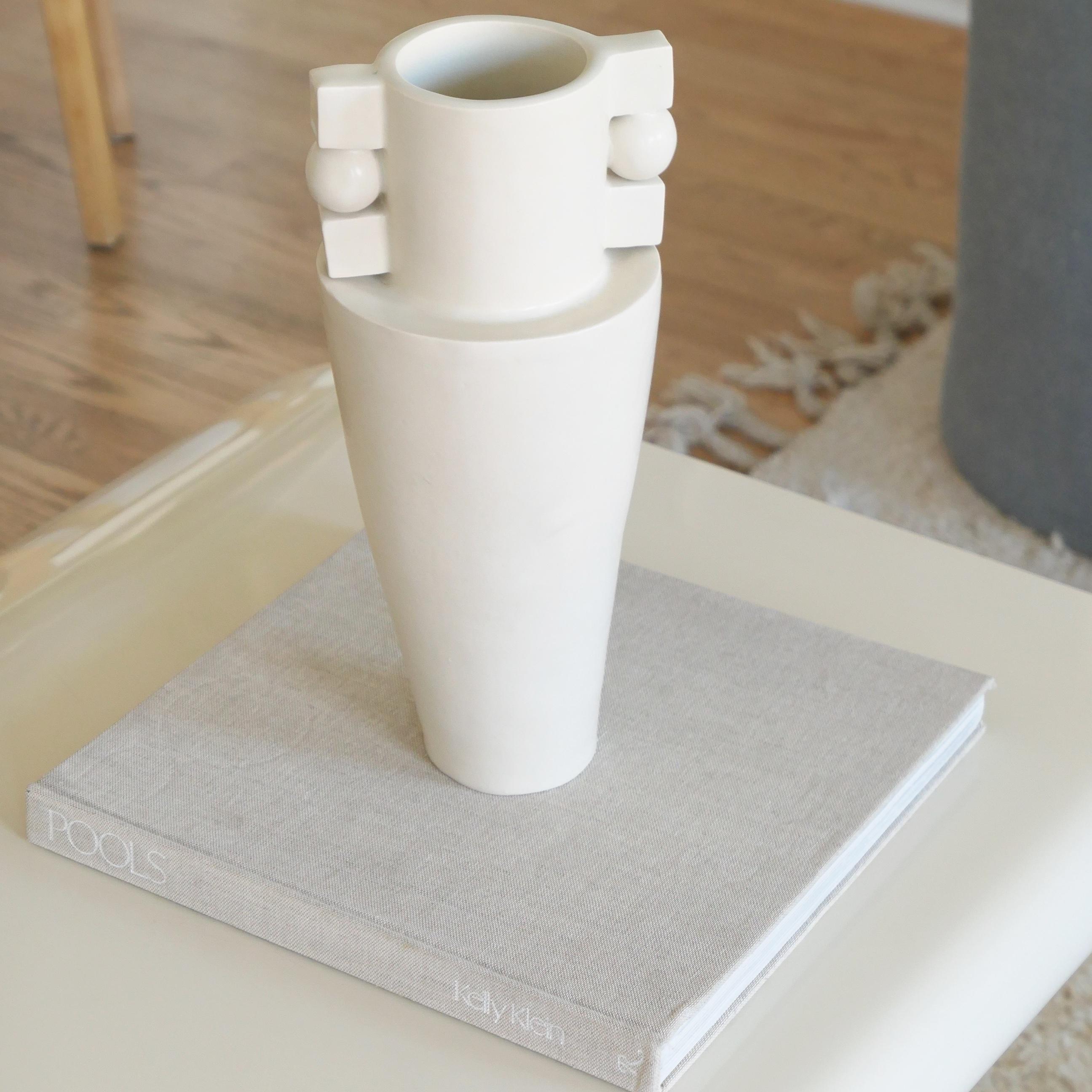 Contemporary Handmade Ceramic Vase in White In New Condition In Brooklyn, NY