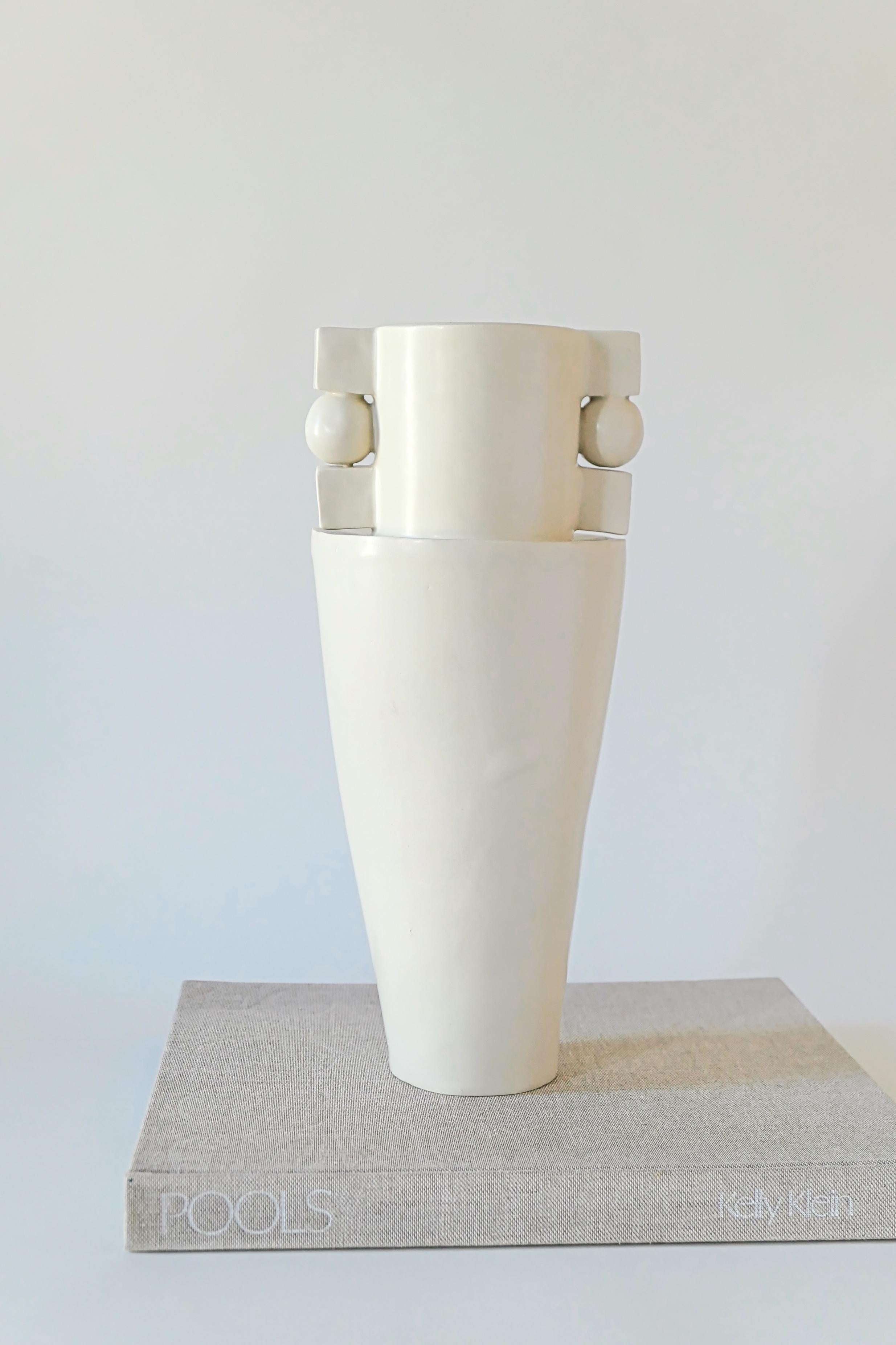 Contemporary Handmade Ceramic Vase in White 1