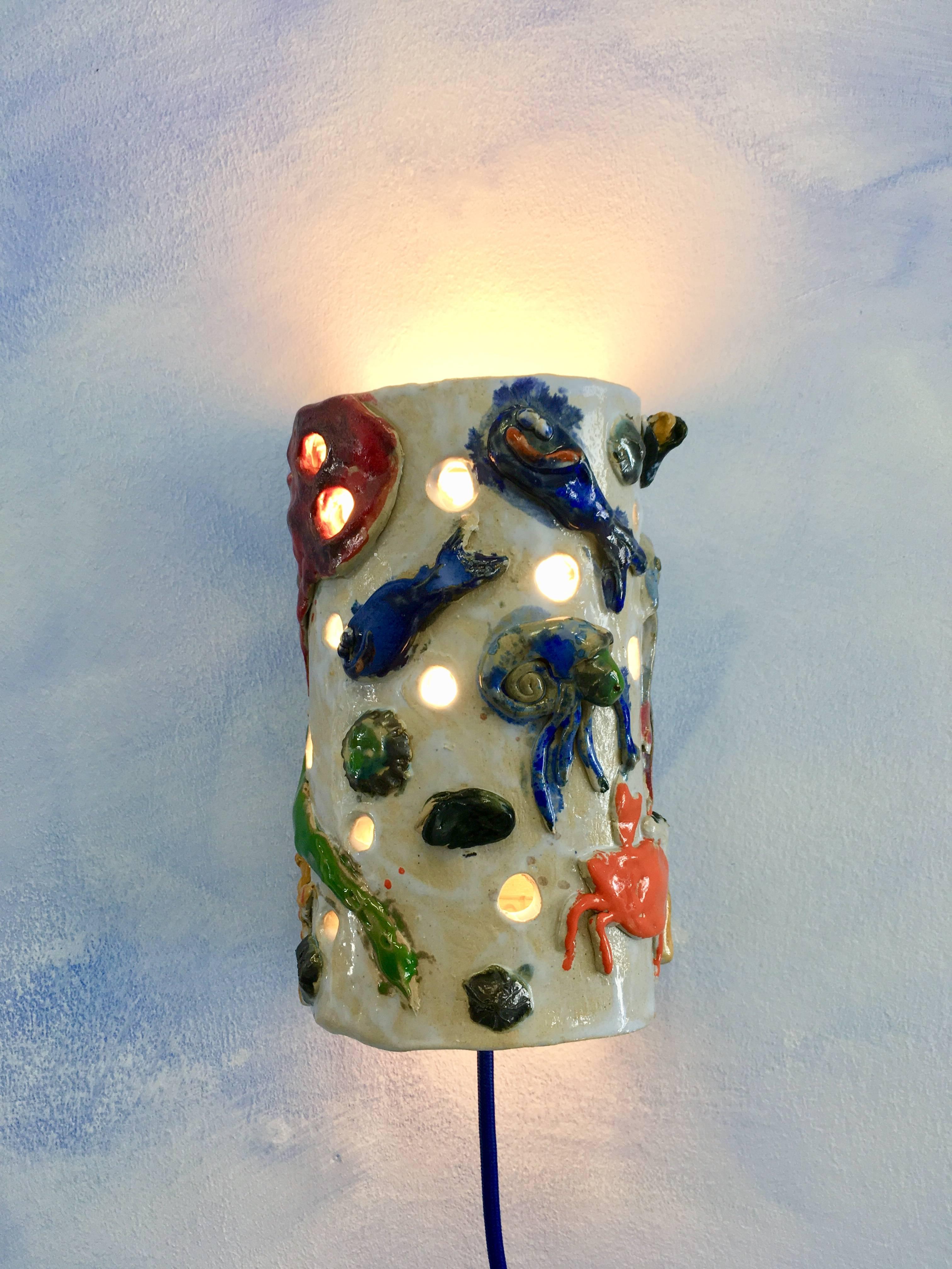 French Contemporary Handmade Ceramic Wall Lamp 'Fritto Misto' For Sale
