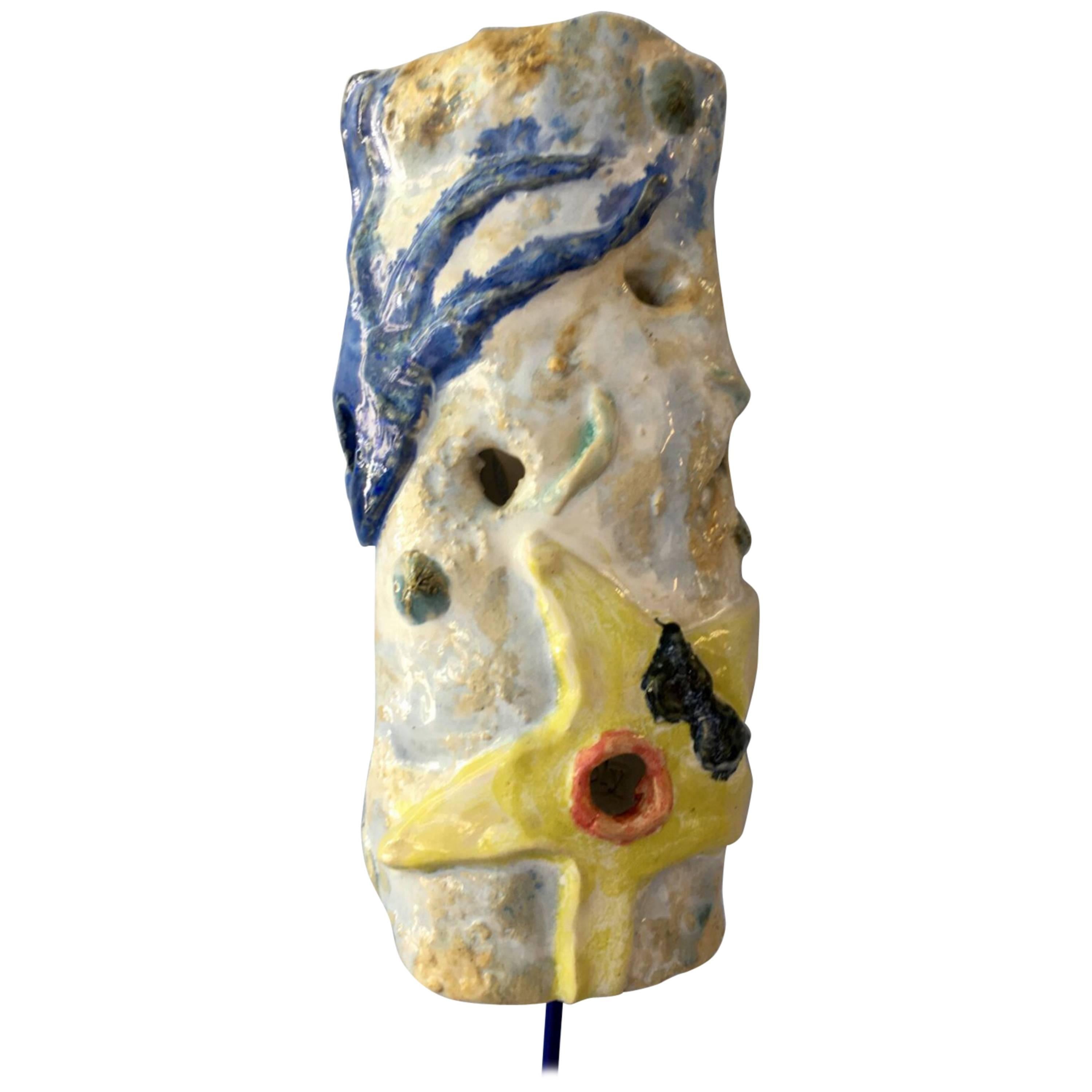 Contemporary Handmade Ceramic Wall Lamp 'Heliaclub' by Superpoly For Sale