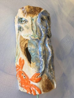 Contemporary Handmade Ceramic Wall Lamp 'Rencontre Avec M Crab'