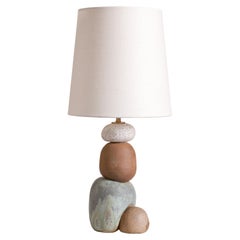 Contemporary Handmade Ceramic West Lamp, White, Green, Red Clay