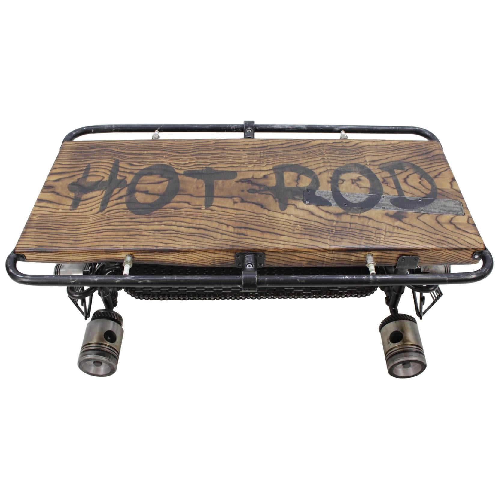 Contemporary Handmade Coffee "Hot Rod" Table by Baldos