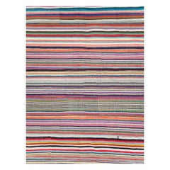 Contemporary Handmade Colorful Turkish Oversize Square Flat-Weave Rug